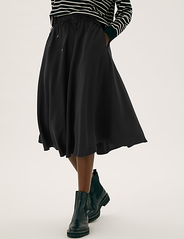 Crepe Midi Circle Skirt