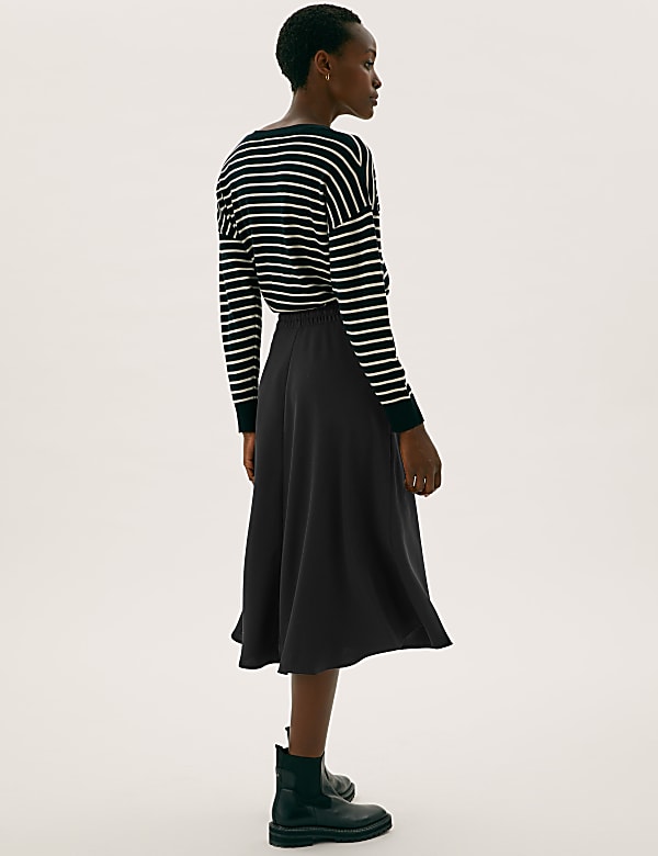 Crepe Midi Circle Skirt