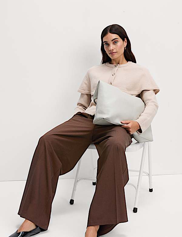 Pleated Wide Leg Trousers with Wool - PL