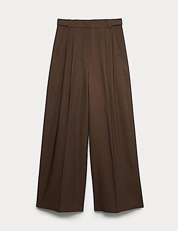 Pleated Wide Leg Trousers with Wool - PL