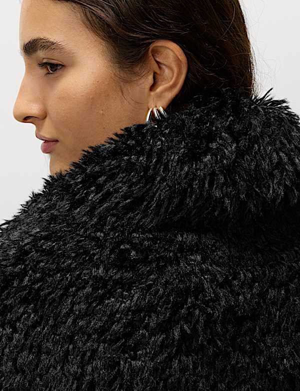 Mantel mit zotteligem Kunstpelz - DE