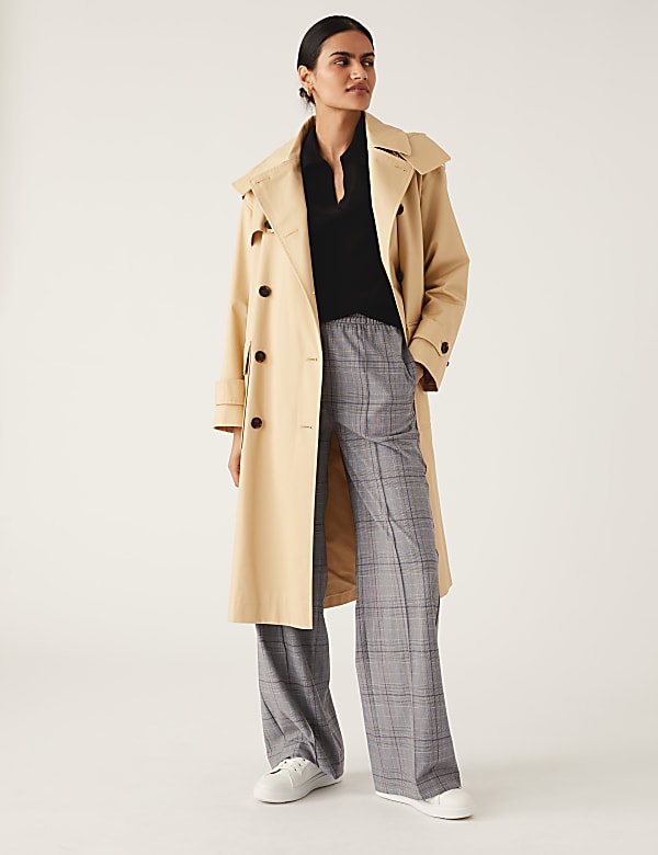Checked Wide Leg Trousers