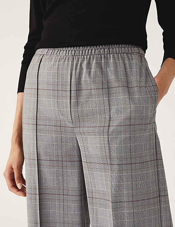 Checked Wide Leg Trousers