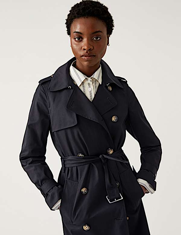 Double Breasted Trench Coat with Recycled Polyester - CA