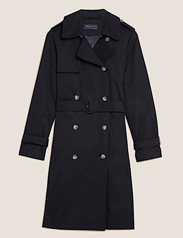 Double Breasted Trench Coat with Recycled Polyester - CA