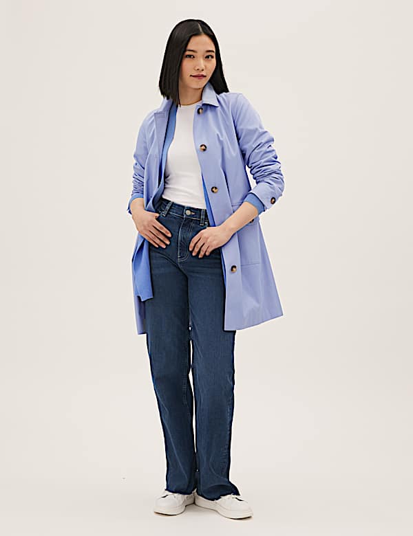 Cotton Blend Belted Trench Coat