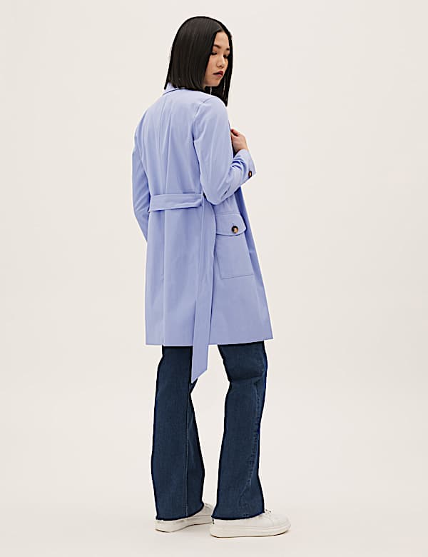 Cotton Blend Belted Trench Coat
