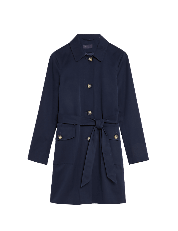 Cotton Blend Belted Trench Coat