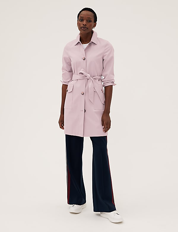 Cotton Blend Belted Trench Coat