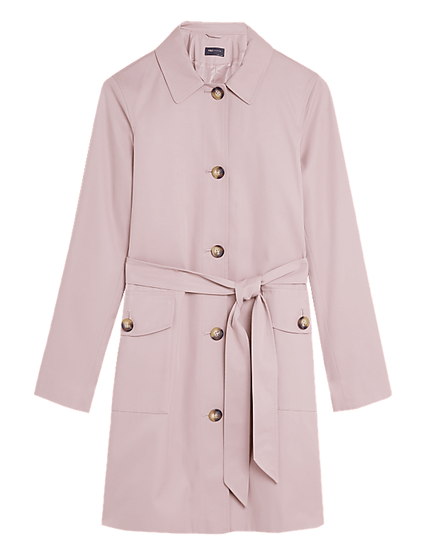 Cotton Blend Belted Trench Coat