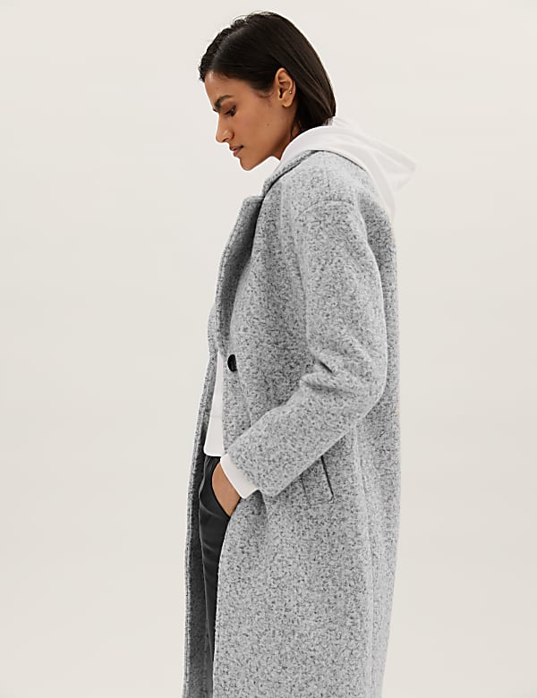 Textured Single Breasted Longline Coat