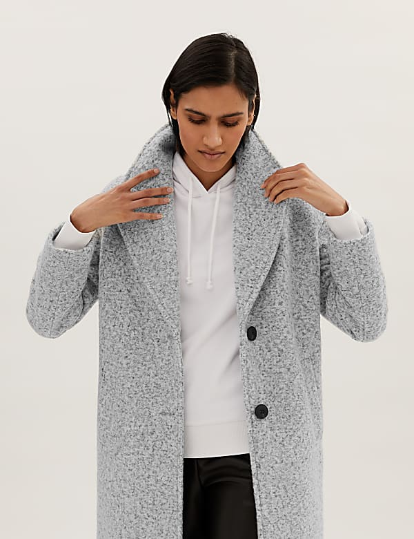 Textured Single Breasted Longline Coat