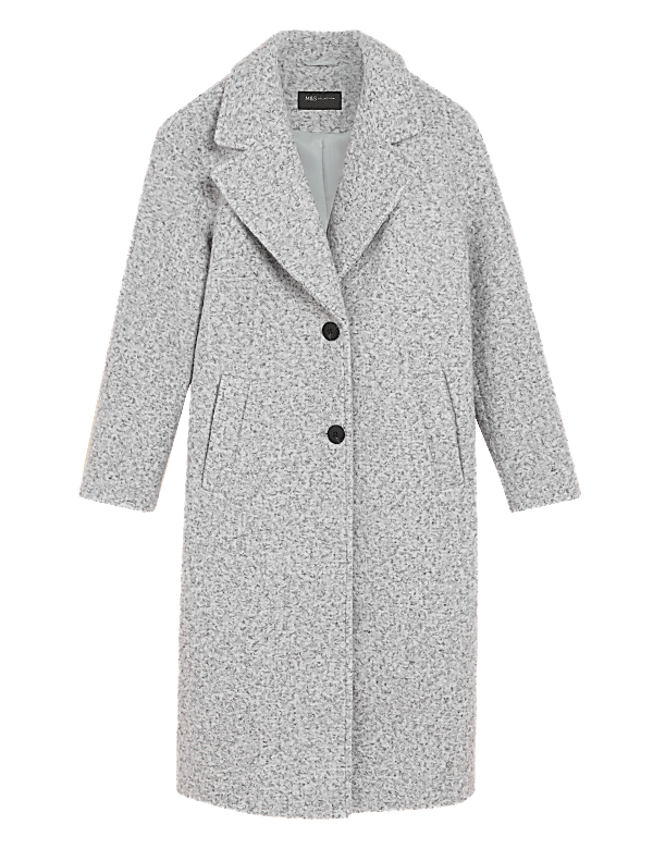 Textured Single Breasted Longline Coat