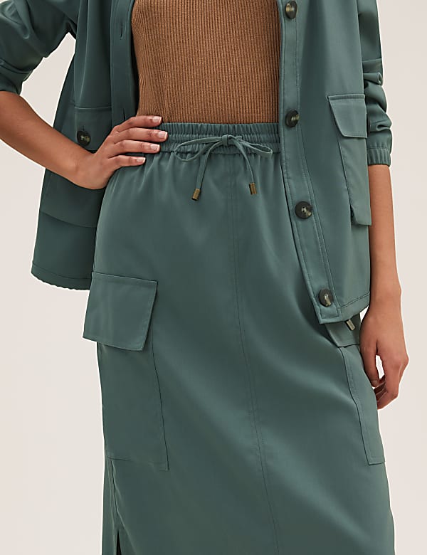 Satin Side Split Midaxi Utility Skirt