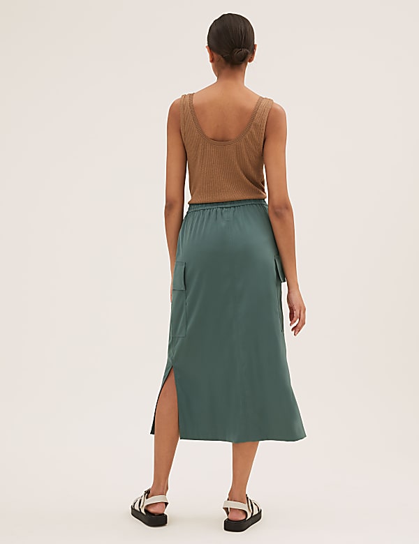 Satin Side Split Midaxi Utility Skirt