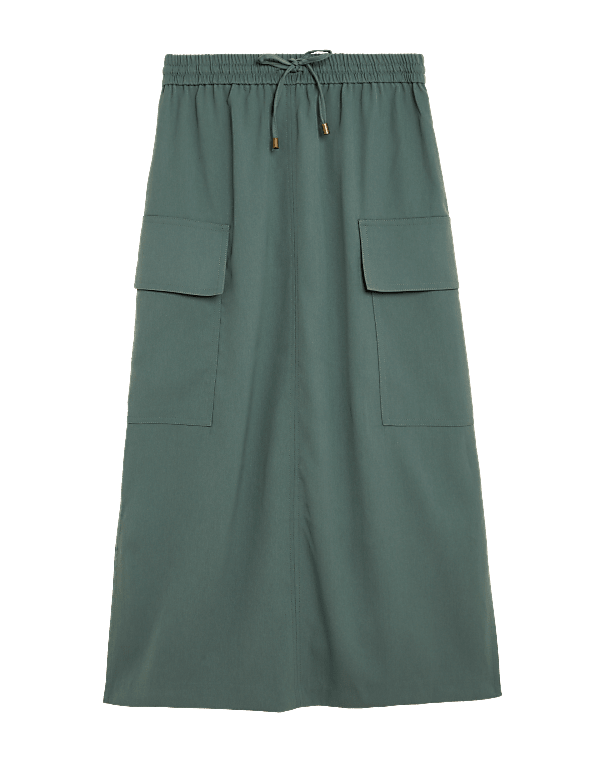 Satin Side Split Midaxi Utility Skirt