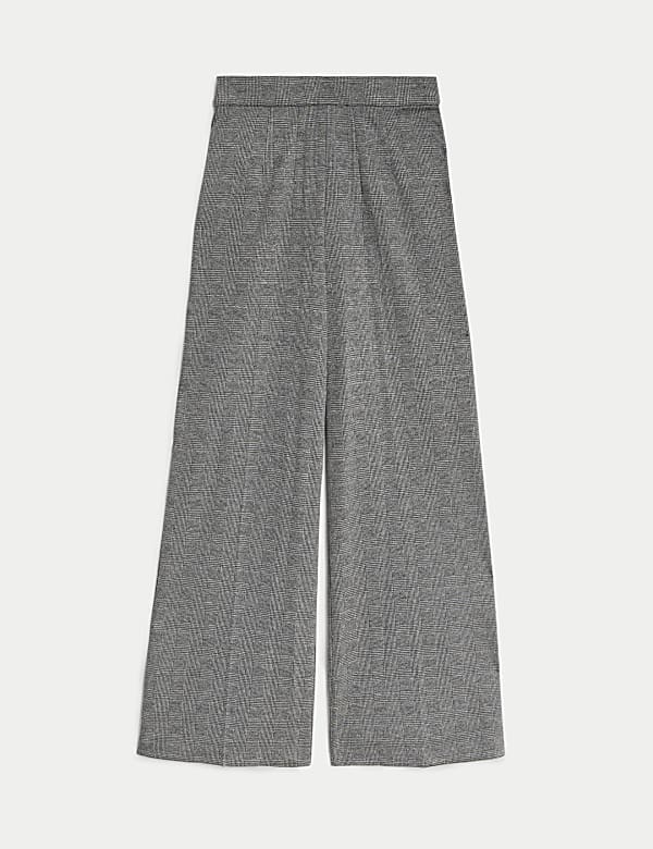 Jersey Checked Wide Leg Trousers - JE