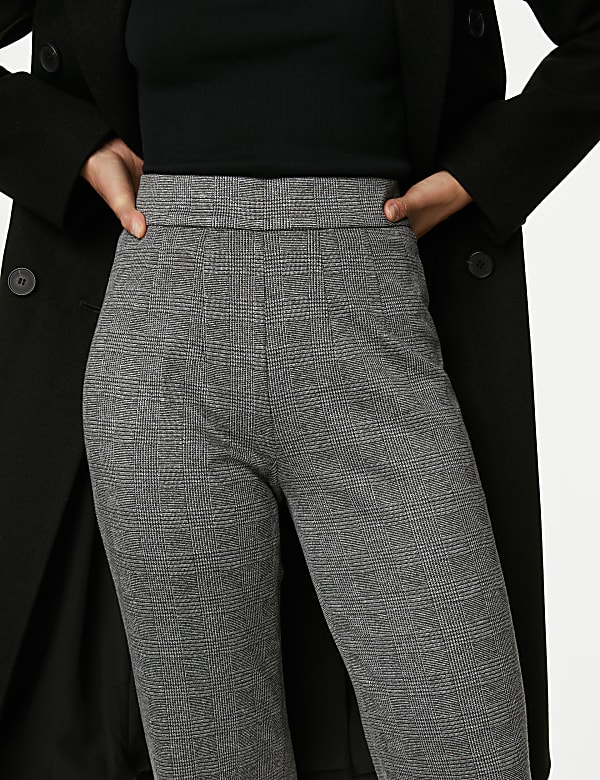 Jersey Checked Straight Leg Trousers - BE