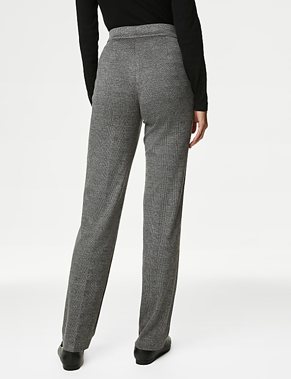 Jersey Checked Straight Leg Trousers - ID