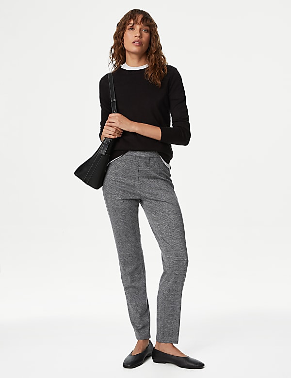 Jersey Checked Slim Fit Trousers - VN