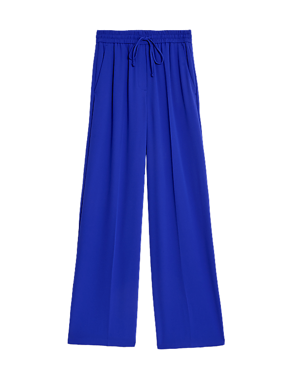 Crepe Drawstring Wide Leg Trousers