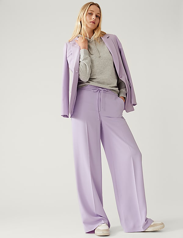 Crepe Drawstring Wide Leg Trousers