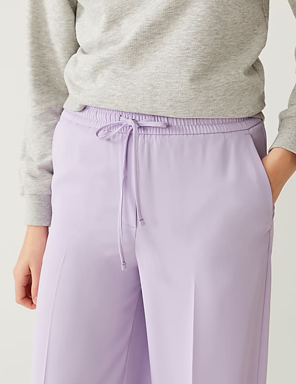 Crepe Drawstring Wide Leg Trousers