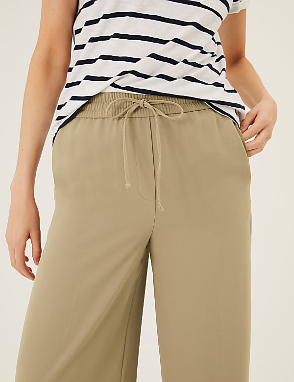 Crepe Drawstring Wide Leg Trousers
