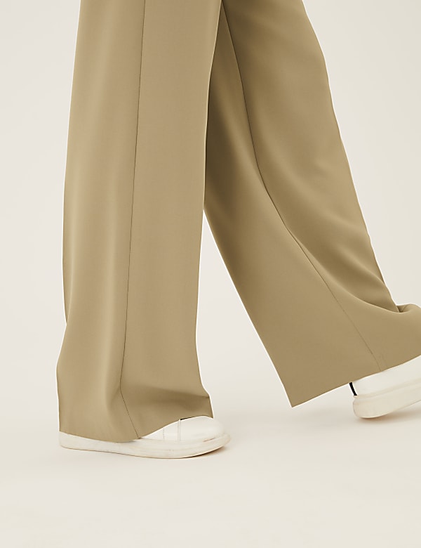 Crepe Drawstring Wide Leg Trousers