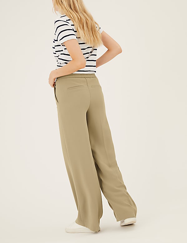 Crepe Drawstring Wide Leg Trousers