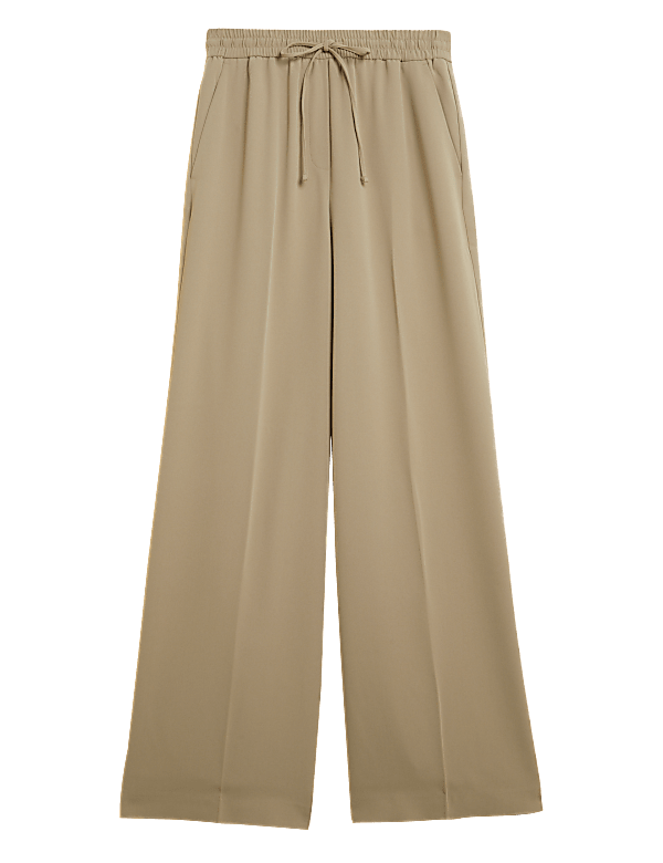 Crepe Drawstring Wide Leg Trousers
