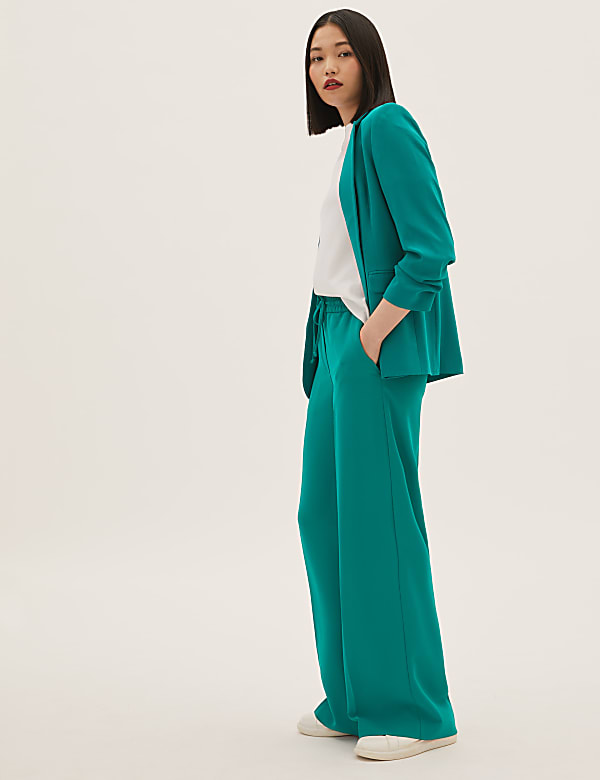 Crepe Drawstring Wide Leg Trousers