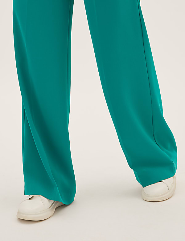 Crepe Drawstring Wide Leg Trousers