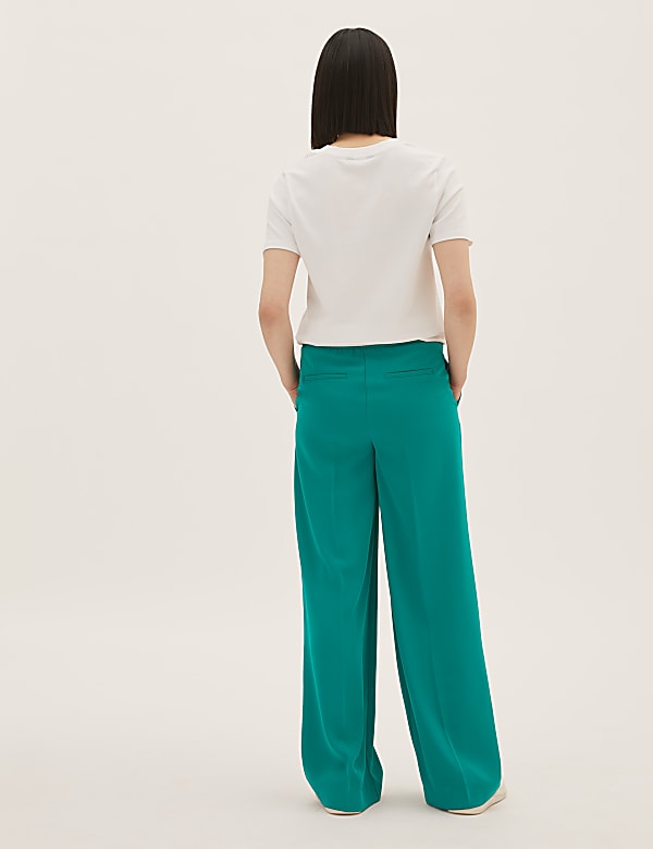 Crepe Drawstring Wide Leg Trousers