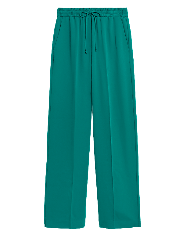 Crepe Drawstring Wide Leg Trousers