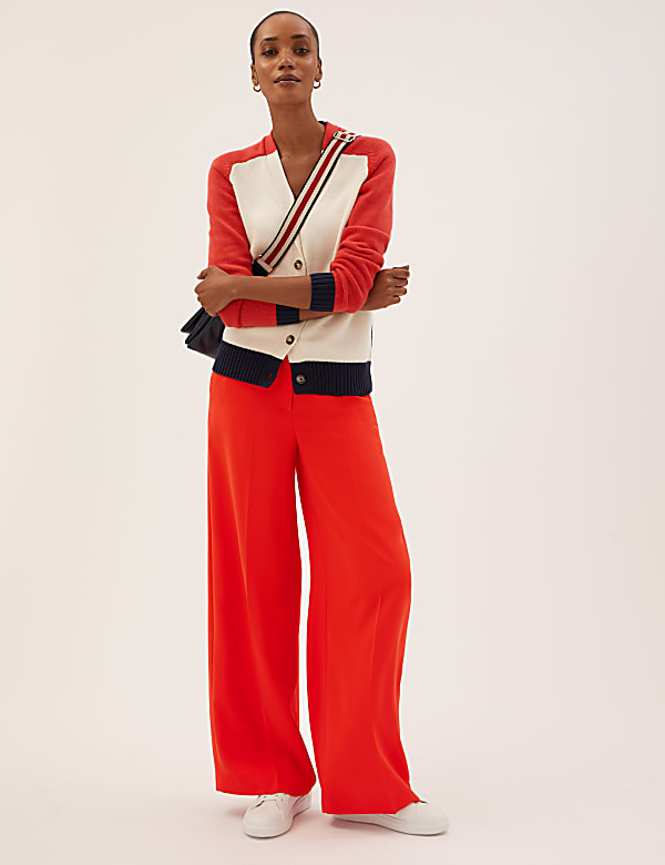 Crepe Drawstring Wide Leg Trousers