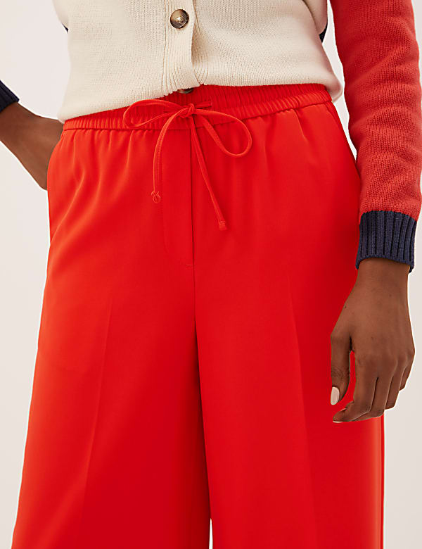Crepe Drawstring Wide Leg Trousers