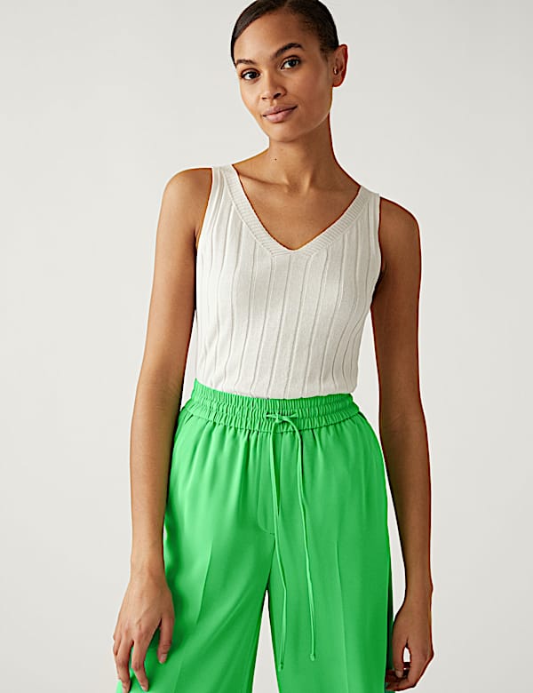 Crepe Drawstring Wide Leg Trousers