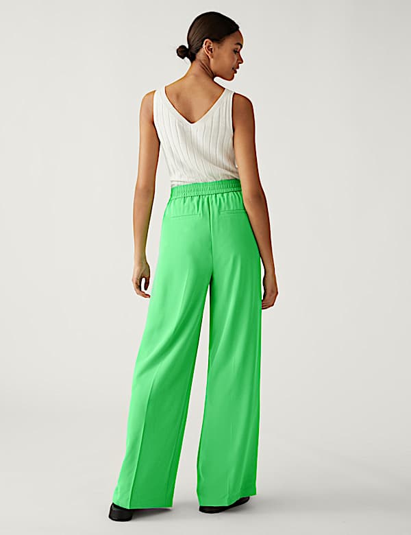 Crepe Drawstring Wide Leg Trousers