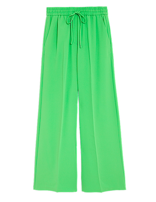 Crepe Drawstring Wide Leg Trousers