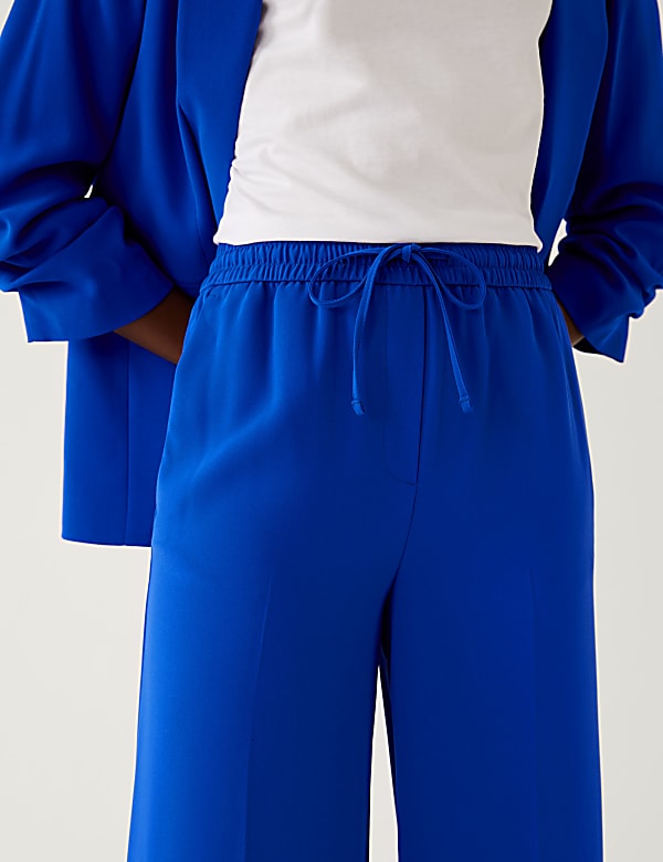 Crepe Drawstring Wide Leg Trousers