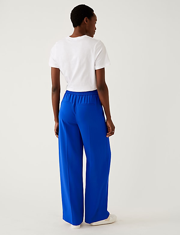 Crepe Drawstring Wide Leg Trousers