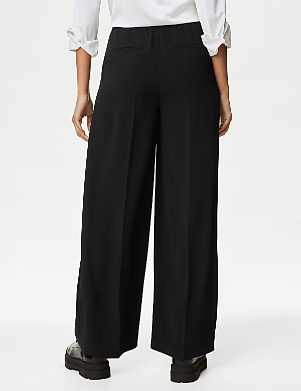 Crepe Drawstring Wide Leg Trousers