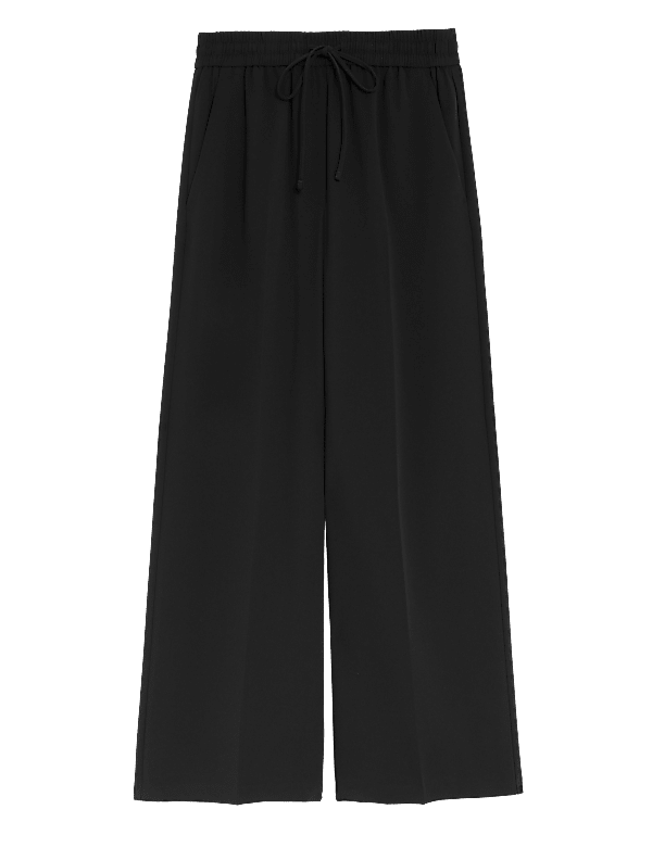 Crepe Drawstring Wide Leg Trousers
