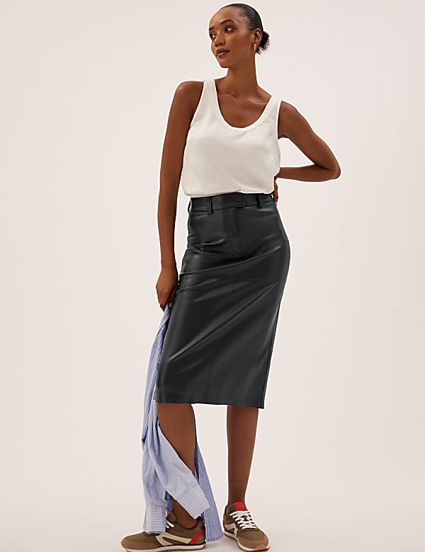 Leather a line midi skirt deals