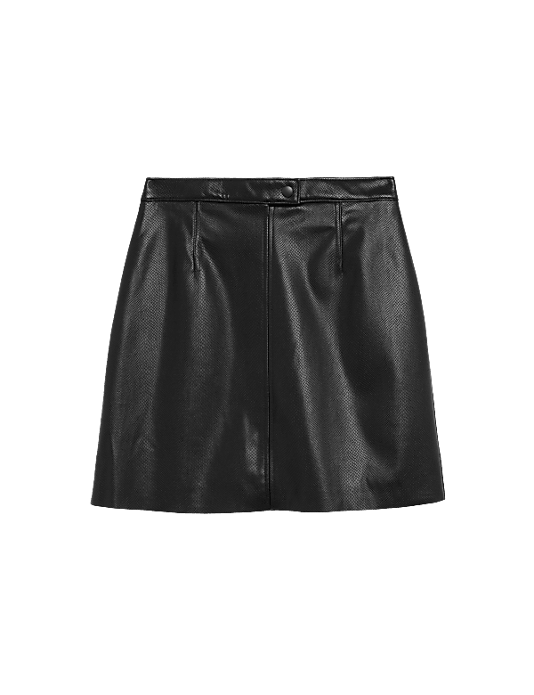 Faux Leather Embossed Mini Skirt