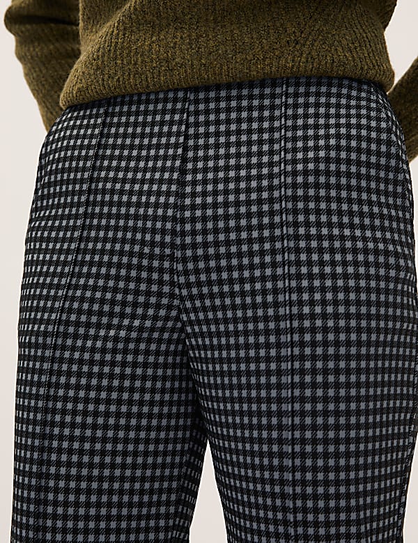 Jersey Checked Straight Leg Trousers