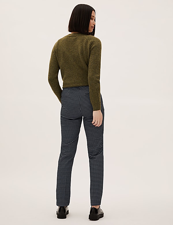 Jersey Checked Straight Leg Trousers