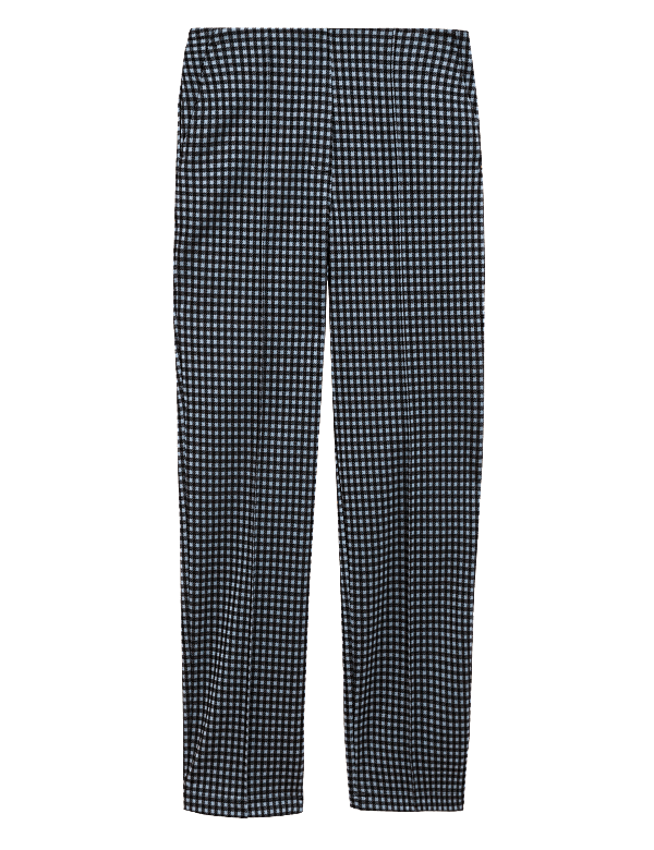 Jersey Checked Straight Leg Trousers