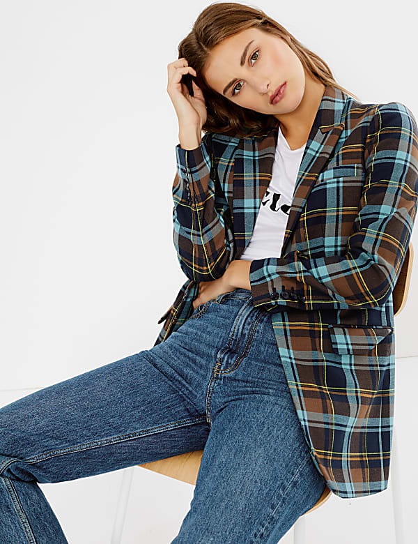 Checked Single Breasted Blazer